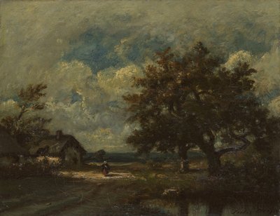 Yol Kenarındaki Kulübe, Fırtınalı Gökyüzü, c. 1860. by Jules Dupré