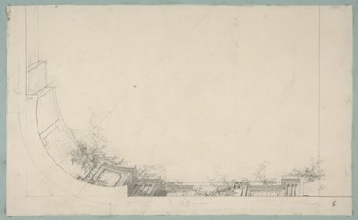 Trompe loeil korkuluk ile süslenmiş bir tavan için kısmi tasarım by Jules Edmond Charles Lachaise