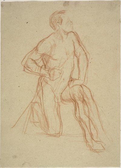 erkek figürü, diz çökmüş by Jules Elie Delaunay