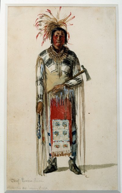 Amerika Yerlisi: “” Pawnee Ponca Kabilesinin Kızılderili Şefinin Ayak İzi” Jules Emile (Jules-Emile) Saintin (1829-1894) 1858 La Rochelle, Yeni Dünya Müzesi by Jules Emile Saintin