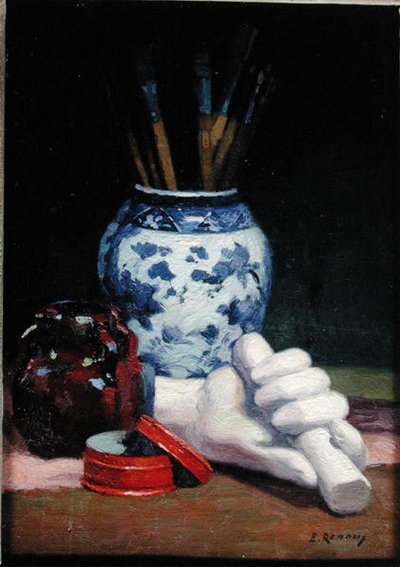 Mavi Vazo ile Natürmort by Jules Ernest Renoux