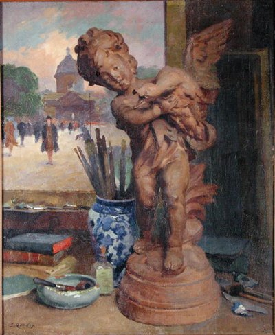 Bir melek ile natürmort by Jules Ernest Renoux