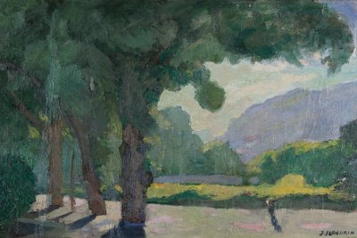 Grenoble, Île Verte 1922'den alınan görünüm Karton üzerine yağlı boya by Jules Flandrin