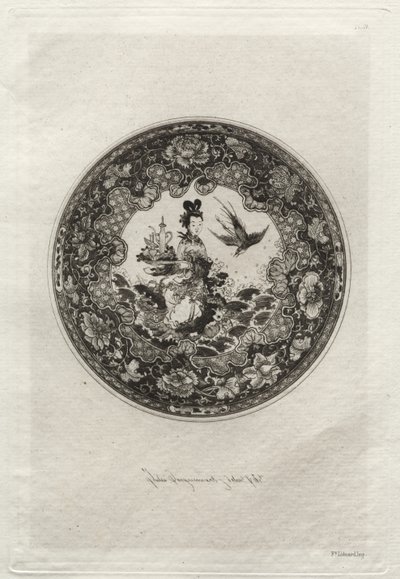 Zengin Emaye Zeminli Tabak ve Tanrıça Kounin'i Temsil Eden Madalyon by Jules Jacquemart