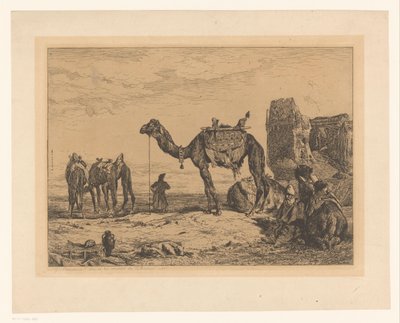 Develer mahvolmuş bir manzara Sous les murs de Tahran (Perse) by Jules Joseph Augustin Laurens (signed by artist)