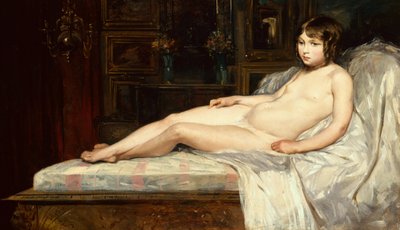 Genç Çıplak Uzanmış (tuval üzerine yağlı boya) by Jules Joseph Lefebvre
