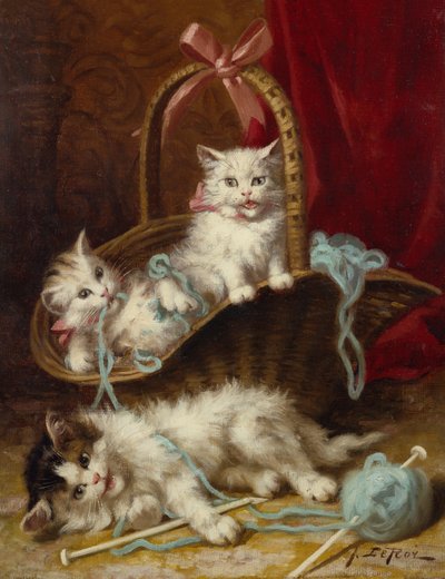 Bir Mischief Sepeti (tuval üzerine yağlı boya) by Jules Leroy