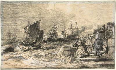 Yaklaşan Fırtınayla Breton Limanı by Jules Noël