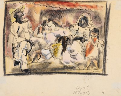Bir erkek, iki kadın, iki çocuk (kağıt üzerinde wc) by Jules Pascin