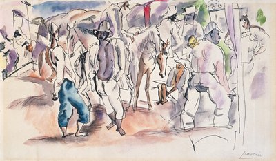 Figürler ve Atlar (kağıt üzerinde wc) by Jules Pascin