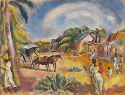 Figürlü ve Arabalı Manzara by Jules Pascin