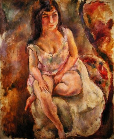 Oturan Yarı Çıplak by Jules Pascin