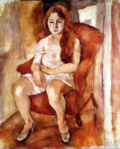 Oturan Kadın (tuval üzerine yağlı boya) by Jules Pascin