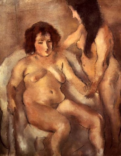 İki Çıplak Kadın (Bordello) c.1919 (tuval üzerine yağlı boya) by Jules Pascin