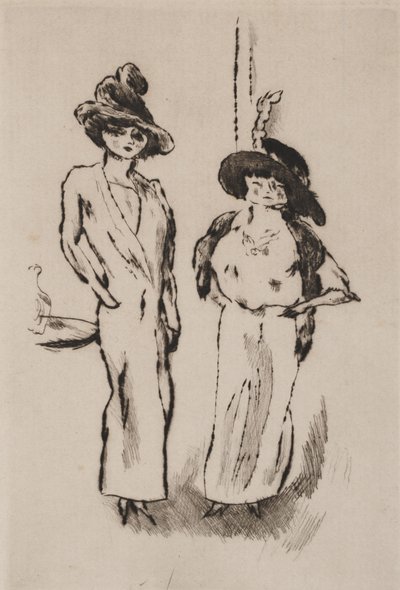 Baloda İki Kadın, c.1910 (gravür) by Jules Pascin