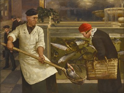 Bir Balık Dükkanında Klever, Juli Julievich, Genç (1882-1942). Tuval üzerine yağlı boya, ebat : 130x176 by Juli Julievich the Younger Klever