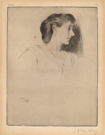 Bir Kadının Profil Başkanı by Julian Alden Weir