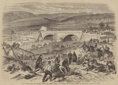 Tchernaya üzerindeki Traktir Köprüsü, Fransızların Savaştan Sonra Savunması için diktikleri İşleri gösteriyor. by Julian Portch