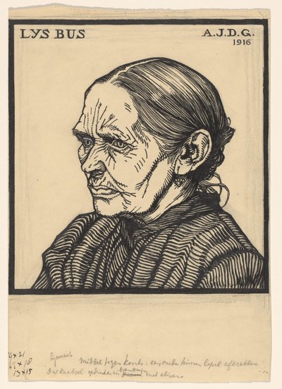 Portret van Lys Bus Lys Bus (nesne üzerindeki başlık) by Julie de Graag (signed by artist)
