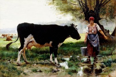 İneğiyle birlikte bir Sütçü Kız, by Julien Dupre