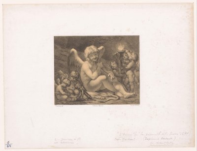 Amor ve putti oklarını keskinleştirir Les Preparatifs de la guerre by Julien Leopold Boilly
