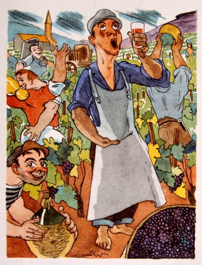 Fransız Üzüm Bağı. 1944. Julien Pavil'in İllüstrasyonu by Julien Pavil