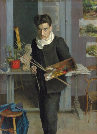 Sanatçının Stüdyosunda Kendi Portresi by Julio Romero de Torres