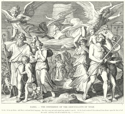 Babil, Nuh'un Torunlarının Dağılımı (gravür) by Julius (after) Schnorr von Carolsfeld