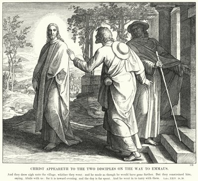 İsa Emmaus Yolunda İki Havariye Görünüyor (gravür) by Julius (after) Schnorr von Carolsfeld