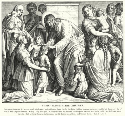 İsa Çocukları Kutsasın (gravür) by Julius (after) Schnorr von Carolsfeld