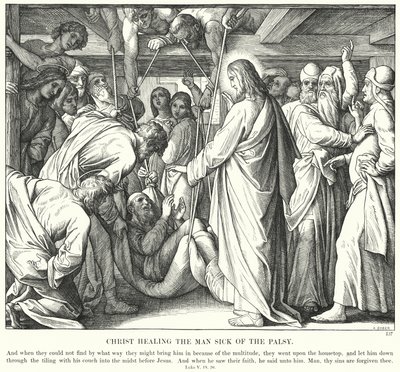 Mesih felçli bir adamı iyileştiriyor (gravür) by Julius (after) Schnorr von Carolsfeld