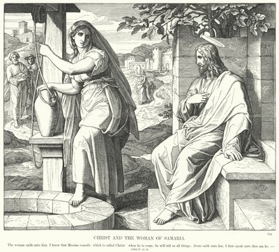 İsa ve Samiriyeli Kadın (gravür) by Julius (after) Schnorr von Carolsfeld