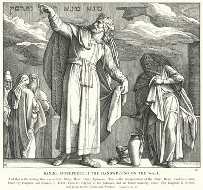Daniel Duvardaki El Yazısını Yorumluyor (gravür) by Julius (after) Schnorr von Carolsfeld