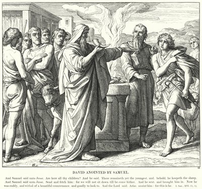 Samuel tarafından meshedilen David (gravür) by Julius (after) Schnorr von Carolsfeld