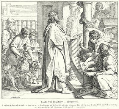 Mezmur Yazarı Davut, Tapınma (gravür) by Julius (after) Schnorr von Carolsfeld