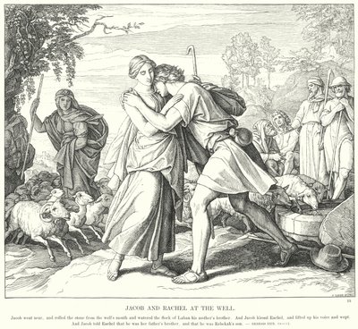 Yakup ve Rachel Kuyuda (gravür) by Julius (after) Schnorr von Carolsfeld