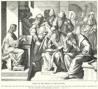 Doktorların Ortasında İsa (gravür) by Julius (after) Schnorr von Carolsfeld