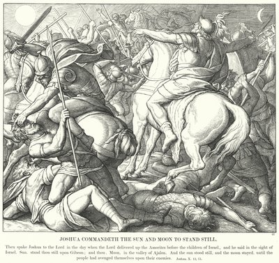 Joshua, Güneş'e ve Ay'a Hareketsiz Kalmalarını Komuta Etti (gravür) by Julius (after) Schnorr von Carolsfeld