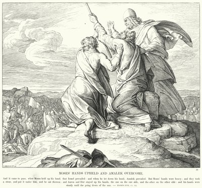Musa'nın Elleri Kaldı ve Amalek Üstesinden Geldi (gravür) by Julius (after) Schnorr von Carolsfeld