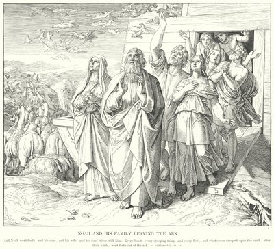 Nuh ve Ailesi Gemiden Ayrılırken (gravür) by Julius (after) Schnorr von Carolsfeld
