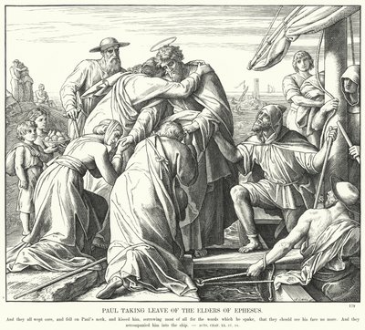 Pavlus Efes Yaşlılarından Ayrılırken (gravür) by Julius (after) Schnorr von Carolsfeld