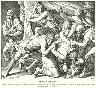Samson Üstesinden Geldi (gravür) by Julius (after) Schnorr von Carolsfeld