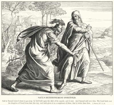 Saul'un Tahttan İndirilişinin Ön Bildirisi (gravür) by Julius (after) Schnorr von Carolsfeld