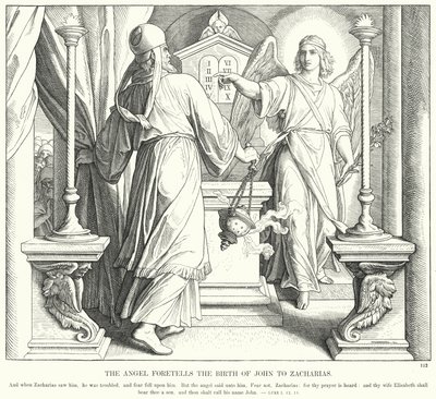 Melek, Yahya'nın Doğuşunu Zacharias'a Bildirir (gravür) by Julius (after) Schnorr von Carolsfeld