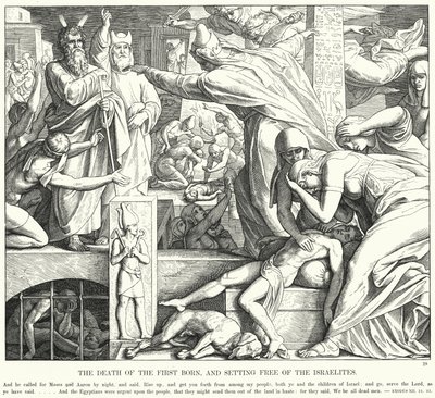 İlk Doğanın Ölümü ve İsrailoğullarından Kurtulma (gravür) by Julius (after) Schnorr von Carolsfeld