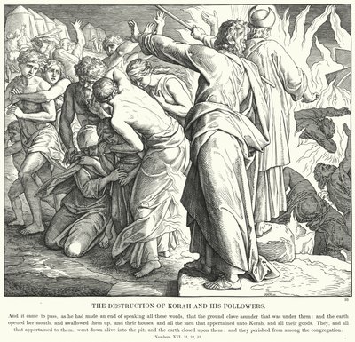 Korah ve Müritlerinin Yıkılışı (gravür) by Julius (after) Schnorr von Carolsfeld