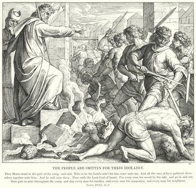 İnsanlar Putperestliklerinden Vurulur (gravür) by Julius (after) Schnorr von Carolsfeld