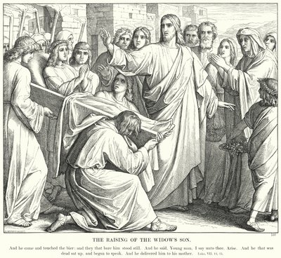 Dul Kadının Oğlunun Dirilişi (gravür) by Julius (after) Schnorr von Carolsfeld