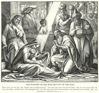 Doğulu Bilgelerin İbadetleri (gravür) by Julius (after) Schnorr von Carolsfeld