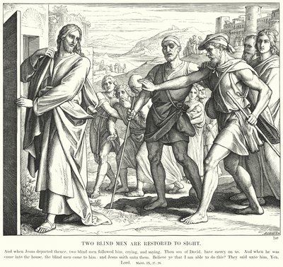 İki Kör Adam Görüşüne Döndü (gravür) by Julius (after) Schnorr von Carolsfeld
